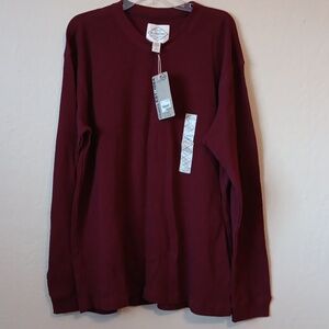 Men's St John Bay long sleeve thermal shirt burgundy extra extra large new with